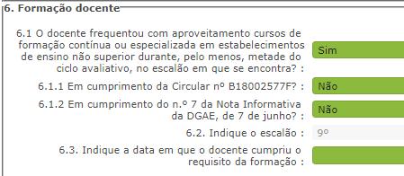 Na situação em que o docente cumpriu o requisito da formação sem aplicação da Circular n.