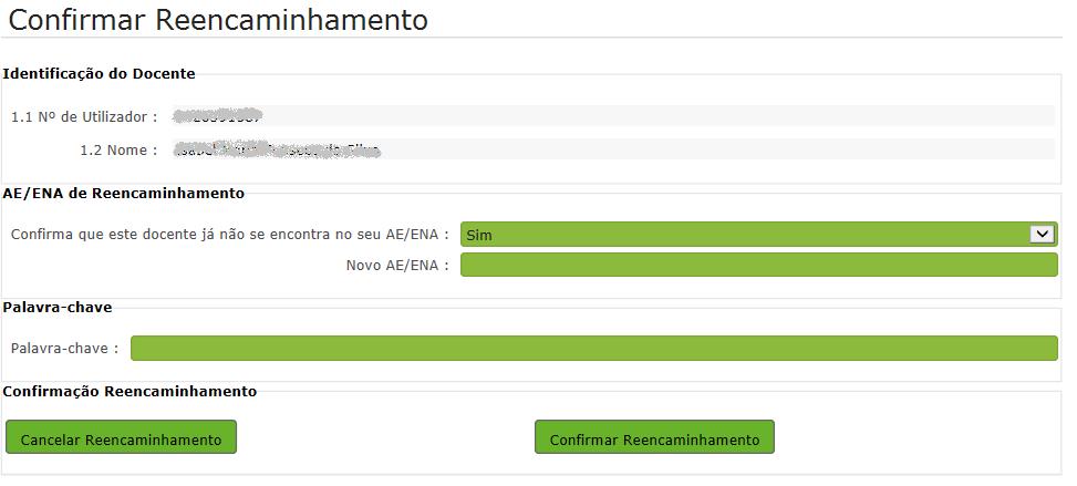 Pode utilizar os campos superiores de pesquisa para procurar um determinado docente, através dos filtros disponibilizados para o efeito.