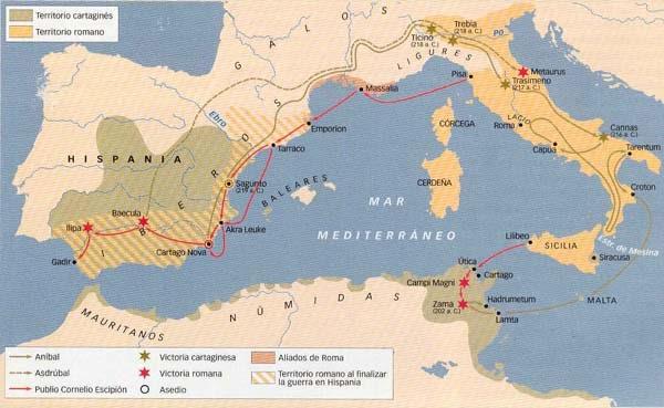 1ª Guerra Púnica- 264-241 a.c: Vencida pelos romanos, após conflitos navais ocorridos na região da Messina.