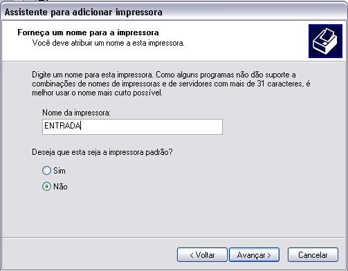 1 - Impressora Entrada No Windows XP 1. Clique no Menu Iniciar > Configurações. 2. Clique em Adicionar nova impressora. 3. Selecione o botão Avançar do assistente de configuração de impressoras. 4.