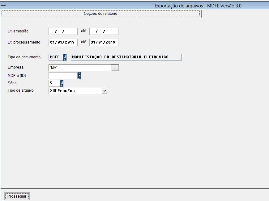 6. Exportação de arquivo MDF-e Acessar a tela de exportação de arquivoc de MDF-e,