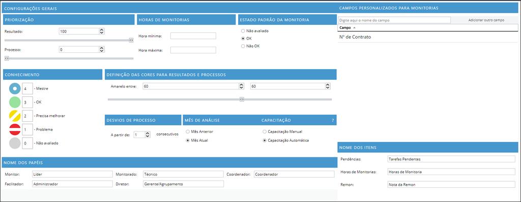 A última das configurações, é o nome dos itens de controle padrão.