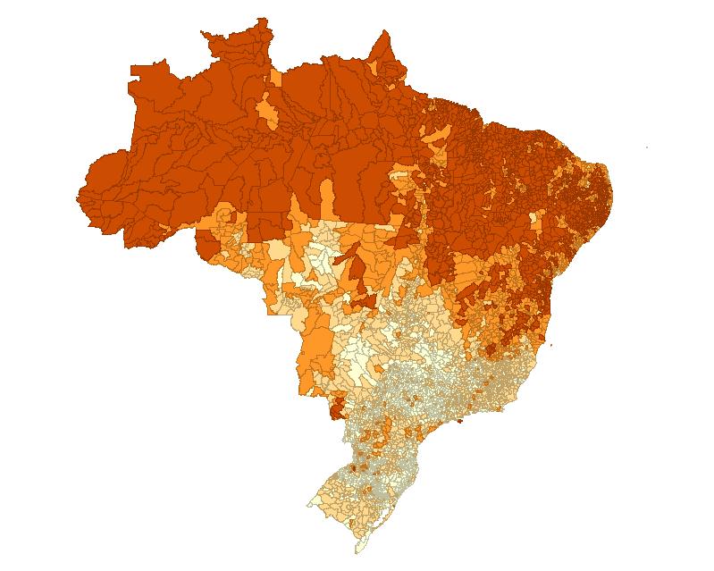 Na comparação entre 2000 e 2010 por situação de domicílio, verifica-se uma queda em todas as medidas de pobreza multidimensional (H, A e M 0 ), tanto no meio rural como no urbano, para todos os