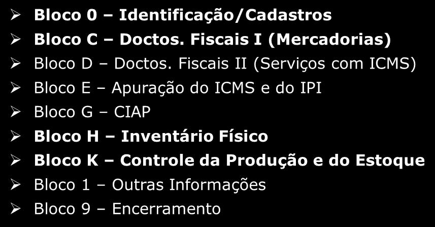 BLOCOS DA EFD ICMS/IPI Bloco 0