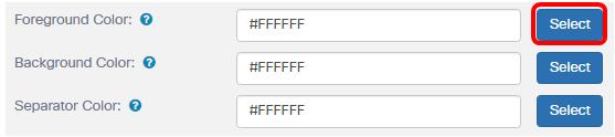 Nota: A cor do primeiro plano é a cor do fundo do botão connect, pontas da conta alerta, alerta do nome de usuário e senha. O valor padrão é #FFFFFF. Neste exemplo, a cor do primeiro plano é #fff799.