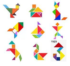 Assim sendo, apresentamos aos estudantes as sete peças do Tangram que nada mais é que um quebra-cabeça chinês, composto por figuras geométricas planas sendo elas 2 triângulos grandes, 2 triângulos