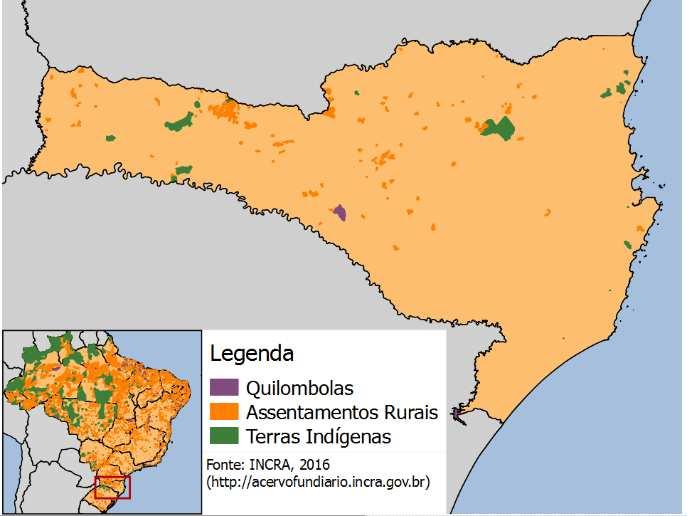 Contexto Estadual -SC Territórios e comunidades tradicionais Comunidades Quilombolas 13 Comunidades Assentamentos