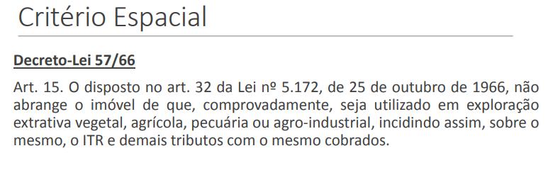 - Somente pelo fato do imóvel estar localizado em zona urbana, já se exclui a incidência do ITR.