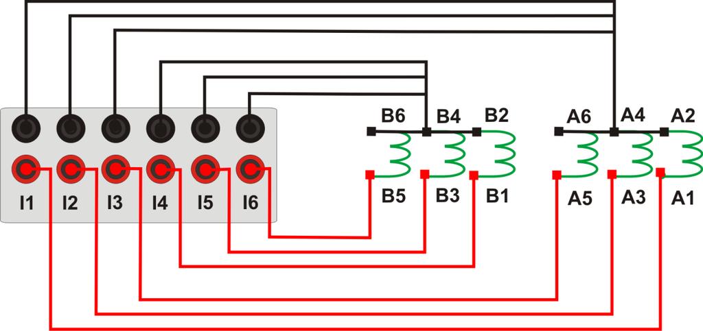 2 Bobinas de Corrente Figura 1 Ligue os canais de corrente I1, I2 e I3 do CE-6006 aos pinos A1, A3 e A5 do slot 1A do relé respectivamente, se os comuns do relé estiverem curto circuitados basta