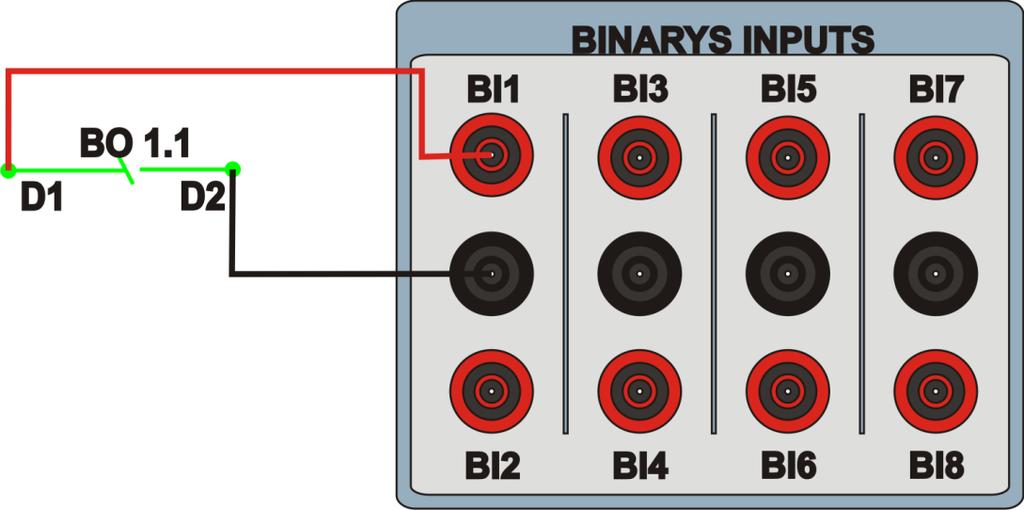 1.3 Entrada Binária Ligue a entrada binária do CE-6006 à saída binária no terminal do relé. BI1 ao pino D1 e seu comum ao pino D2; A figura a seguir mostra os detalhes dessas ligações. 2.