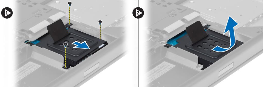 3. Aperte os parafusos para fixar a unidade de disco rígido principal unidade ao computador. 4. Instalar: a. tampa da base b. bateria 5.