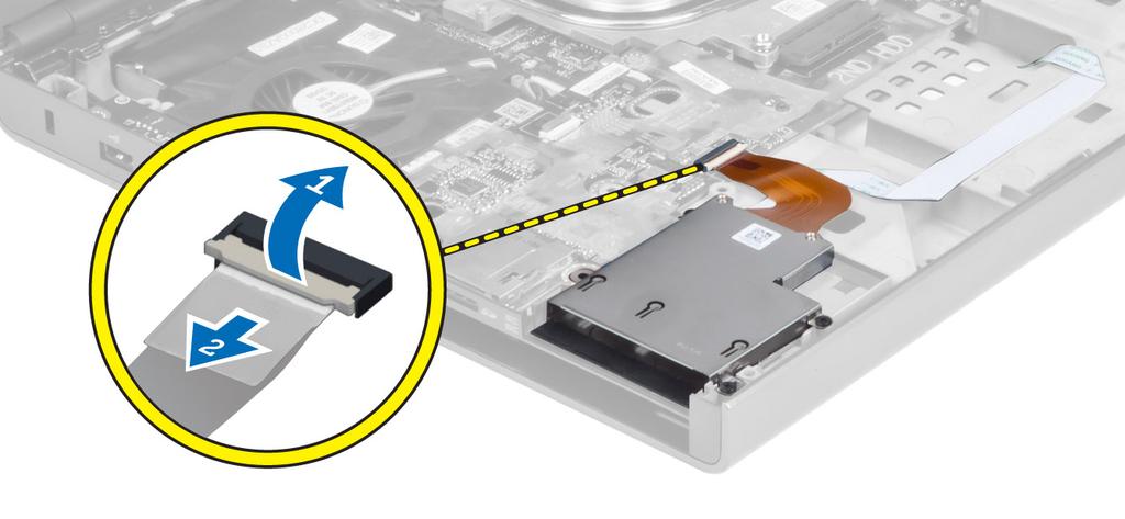 g. unidade de disco rígido principal e secundária h. apoio para as mãos 3. Desligar: a. o cabo da ExpressCard da placa de sistema b. o cabo da placa USH da placa USH 4.