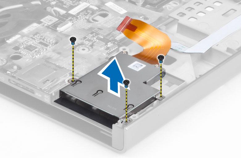 Aperte os parafusos para fixar o módulo da ExpressCard ao computador. 3. Ligar: a. o cabo da ExpressCard à placa de sistema b. o cabo da placa USH à placa USH 4. Instalar: a. apoio para as mãos b.