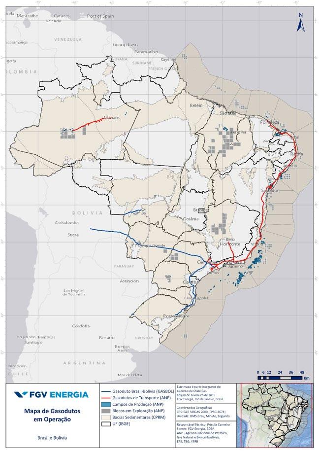 2.593 quilômetros no Brasil (Figura 1). O acordado foi um gasoduto de 32 polegadas de diâmetro no trecho de Rio Grande até Campinas (SP), onde se divide em dois ramais de 24 polegadas.