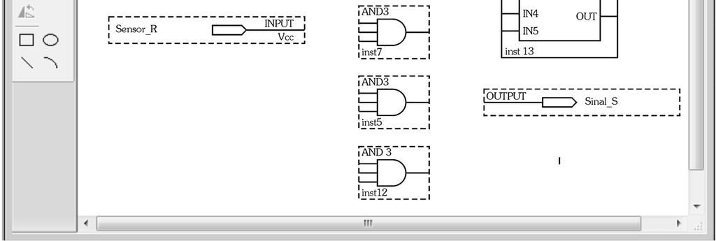 9 exibe uma janela do editor gráfico com os terminais de entrada e saída respectivamente identificados.