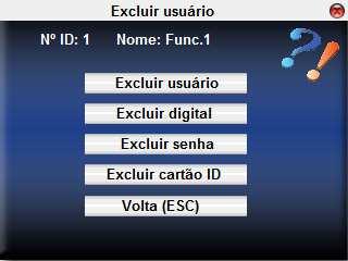 16 Figura 3.13 - Excluir dados de funcionário Selecionando a opção Novo usuário, o KP1510 abre a tela de cadastro de novo funcionário. Figura 3.14 - Cadastro de funcionário Para realizar o cadastro de um novo funcionário, basta seguir as orientações da seção 3.