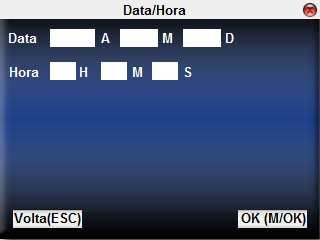 26 3.4 Menu Data/Hora O menu Data/Hora oferece ao usuário a possibilidade de ajuste da data e hora do KP1510. Figura 3.