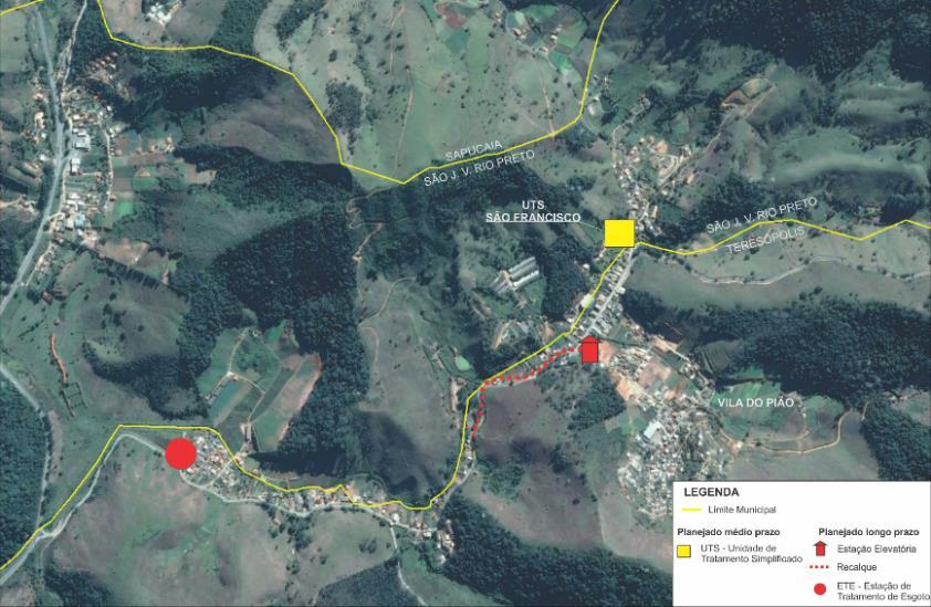 Figura 9 Mapa a partir de satélite com o Sistema de Esgotamento Sanitário