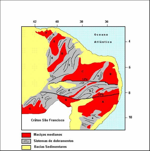10 Figura 2.1: Subdivisão da Província Borborema em Maciços Medianos, Lineamentos e Sistemas de Dobramentos, segundo Brito Neves (1975).