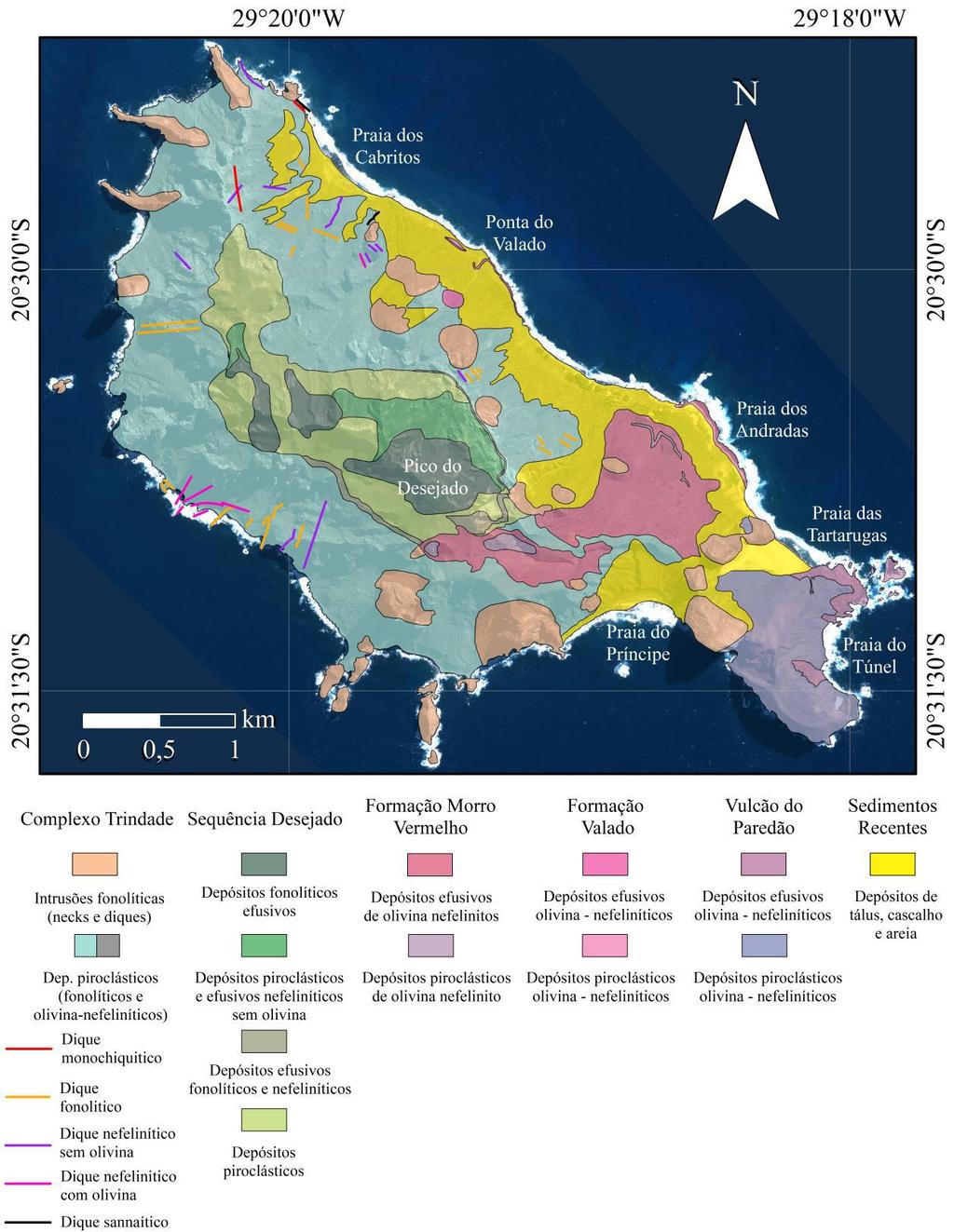 7 Figura 5 - Mapa geológico da ilha da Trindade. Modificado de Pires, et al. (2016).