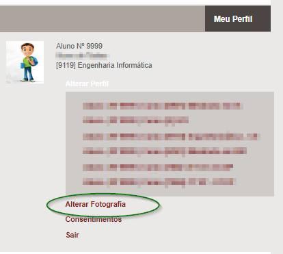 Inserir fotografia Em minha informação, através do Perfil É possível alterar / introduzir a