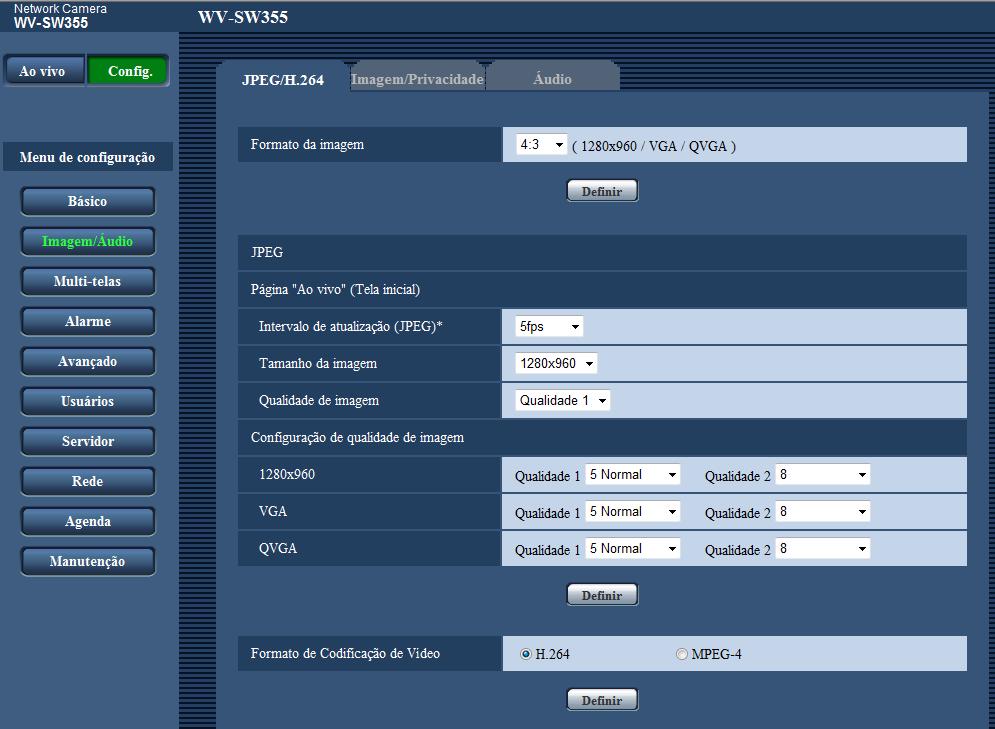 9 Exibição do menu de configuração a partir de um computador 9.2 Como operar o menu de configuração A B Botões do menu Página de configuração 1.