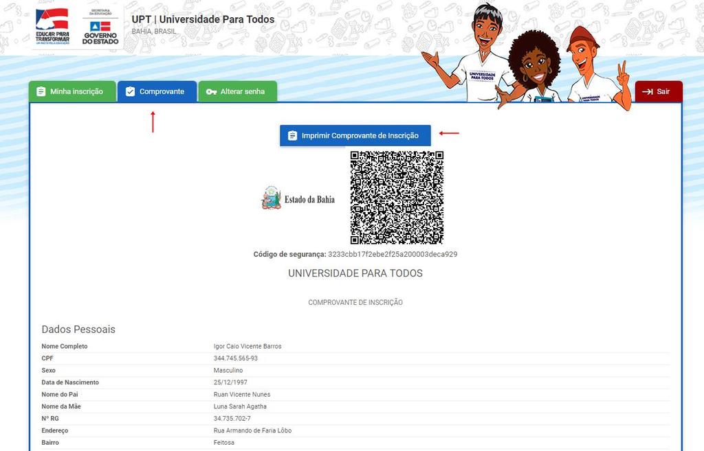 12 Emitindo um comprovante de inscrição Após informar todos os dados necessários para sua inscrição,
