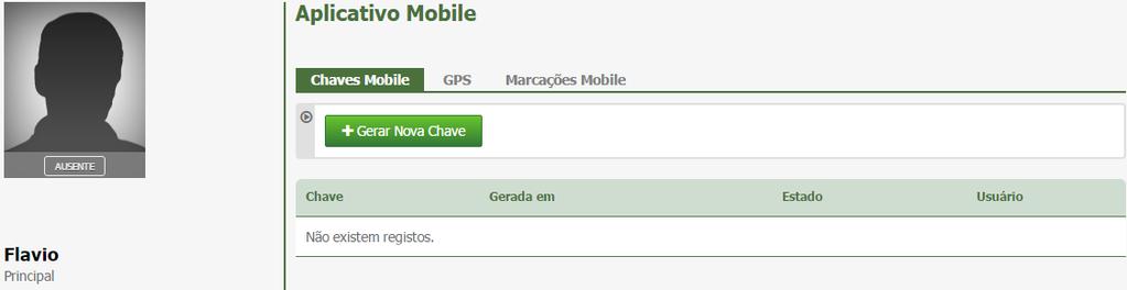 7.4. Pessoas Contato e Info Foi incluído à rotina Pessoas um novo menu Marcação de Ponto Mobile, no qual o sistema habilita 3 abas, sendo elas Chaves Mobile, GPS e Marcações Mobile.