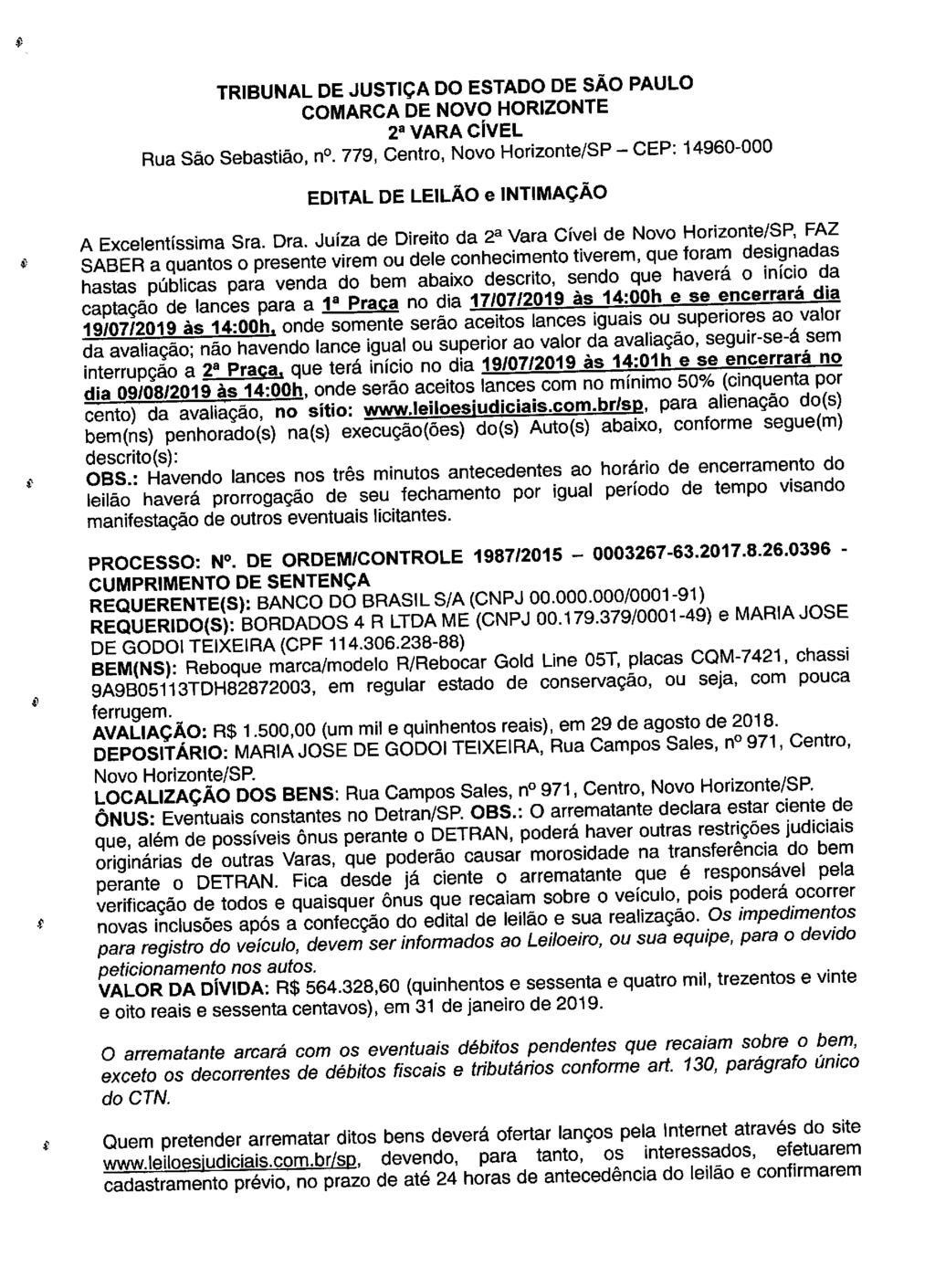 fls. 136 Este documento é cópia do original, assinado digitalmente por LUZIA REGIS DE OLIVEIRA DUARTE, liberado nos autos em 05/06/2019 às 16:27.