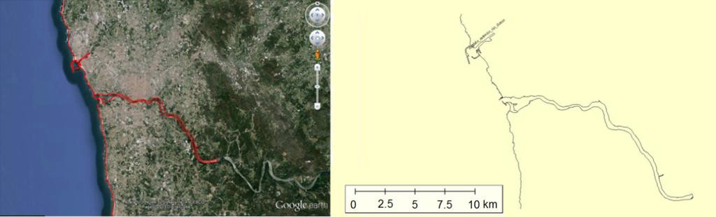 Modelo do estuário do rio Douro coordenadas UTM (Universal Transverse Mercator coordinate system), e transformando os dados do domínio das fronteiras fechadas do modelo do estuário num ficheiro do