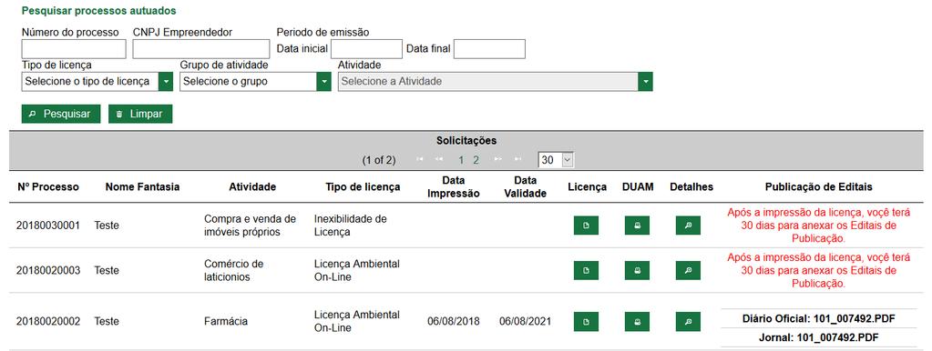 Efetue o pagamento do DUAM, a compensação e análise do processo podem levar até 2 dias úteis.