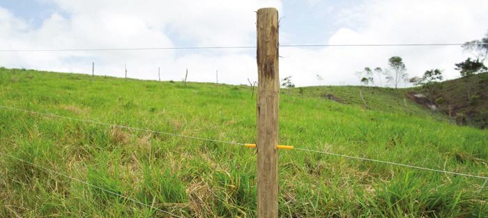 aproximadas do material necessário para a construção de um quilômetro de cerca elétrica de dois fios, conforme o