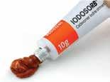 Iodosorb Curativo antimicrobiano composto por Cadexômero Iodo a 0,9% em pomada de Polietilenoglicol e Poloxâmero.
