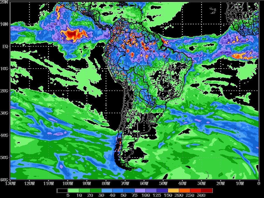 CLIMA PREVISÃO (mm) PARA A PRÓXIMA SEMANA AMÉRICA DO SUL A próxima semana será boas chuvas para o oeste do MS e parte central da região sul do Brasil.