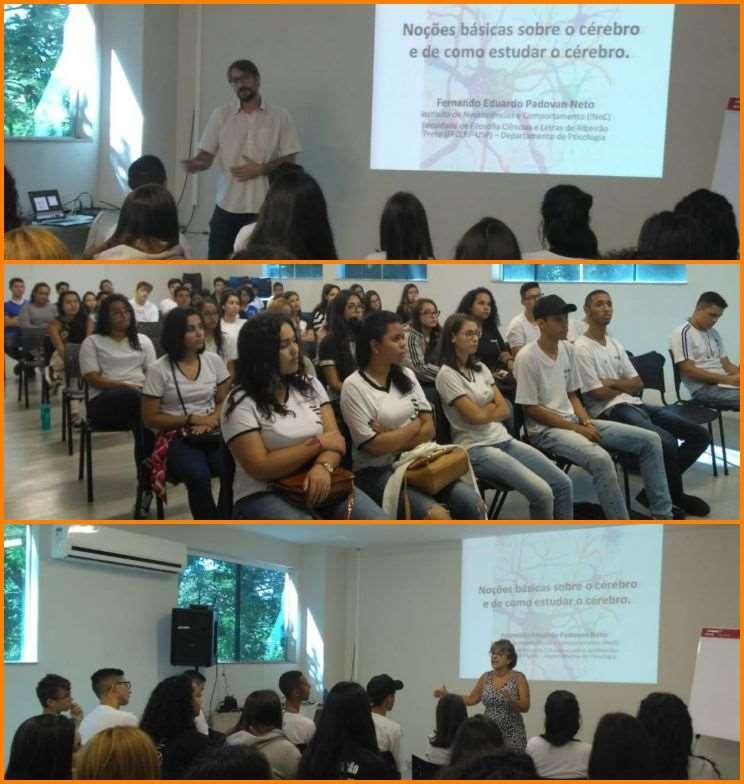 Visita ao INEC Palestra sobre neurociência No dia 12 de março um grupo de alunos do Ensino Médio de escolas estaduais de Sertãozinho realizou uma visita ao INEC de Ribeirão Preto, na Semana Nacional