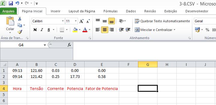 Formato do arquivo no Excel Fontes: Atmel ATMega328P