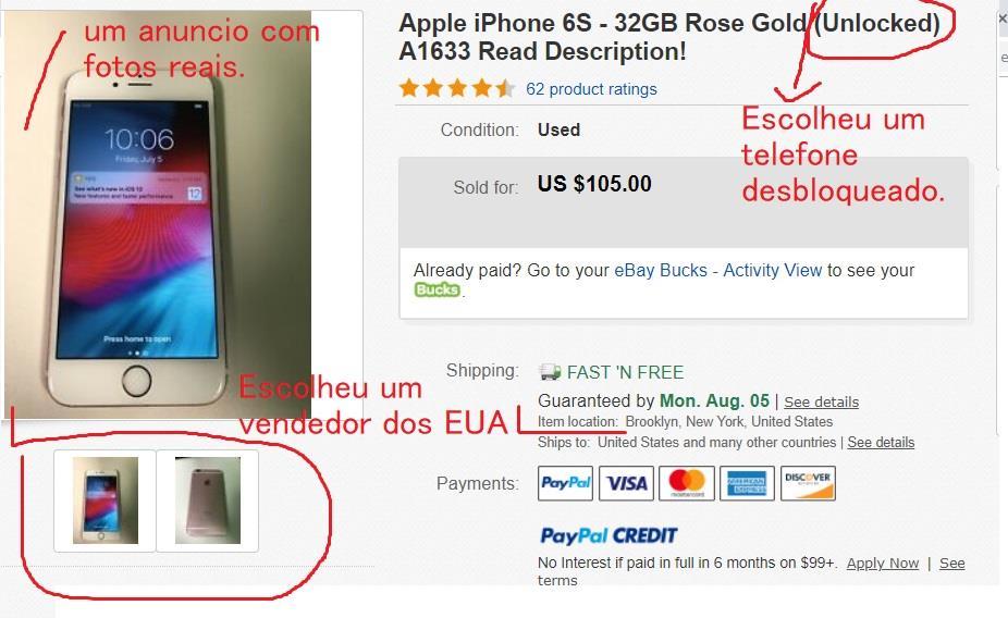 Como obter meu iphone com preços bons. Alguns clientes pegam celulares baratos no ebay.