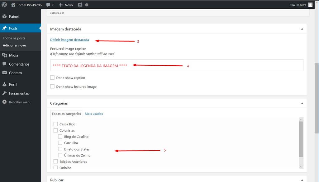 4. Adicionando Imagem Destacada Esse capítulo é uma continuação do item 3.