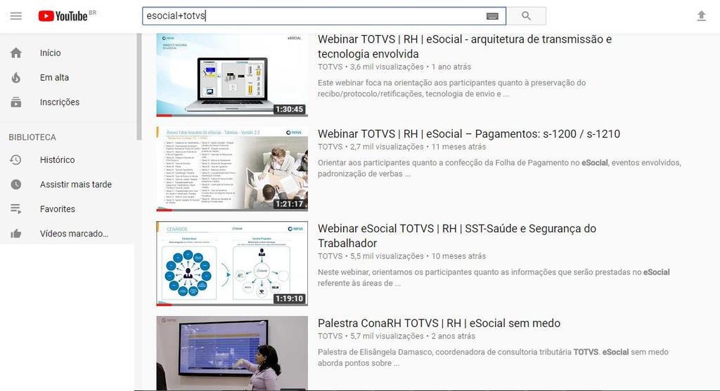 esocial NA TOTVS Youtube