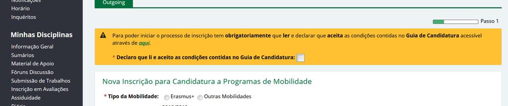 5. Iniciar o preenchimento da inscrição ATENÇÃO: Não