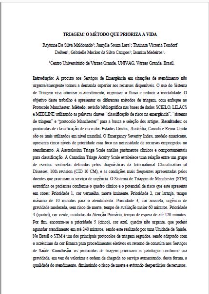 Métodos e Resultados são substituídos pela Descrição do Caso. (g) As abreviaturas devem ser colocadas entre parênteses após a palavra completa aparecer pela primeira vez.