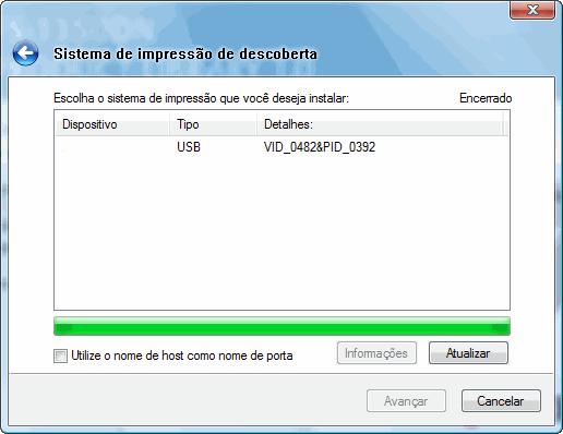 Modo Expresso: Se a impressora estiver ligada através do cabo USB ou de uma rede e ligada, o instalador detecta a impressora. Seleccione Modo Expresso para realizar uma instalação padrão.