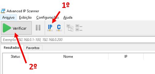 ALTERNATIVA: Uma forma alternativa ao Due scanner é encontrar o ip utilizando o software Advanced IP Scanner disponível em (http://www.advanced-ip-scanner.com/br/).