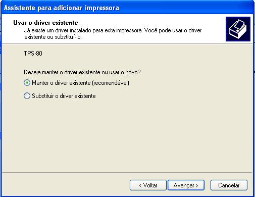 Mantenha o drive existente e clique em