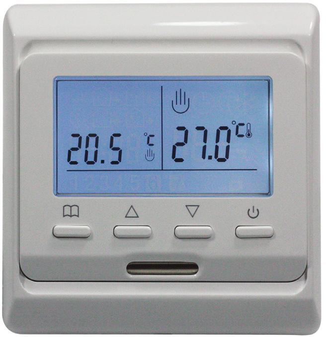 Termostatos E31 Termostato de aquecimento com painel LCD E51 Termostato de programação semanal Termostato de quecimento com tela LCD, que tem modo manual e modo de economia de energia.