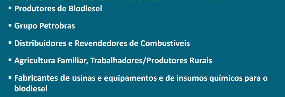 Biodiesel O aumento foi muito discutido.