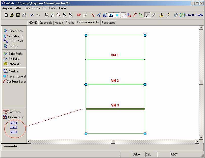 dimensionar. Então deverão ser selecionadas e confirmadas com o botão direito ou clicando na tecla Enter as vigas mistas a dimensionar.