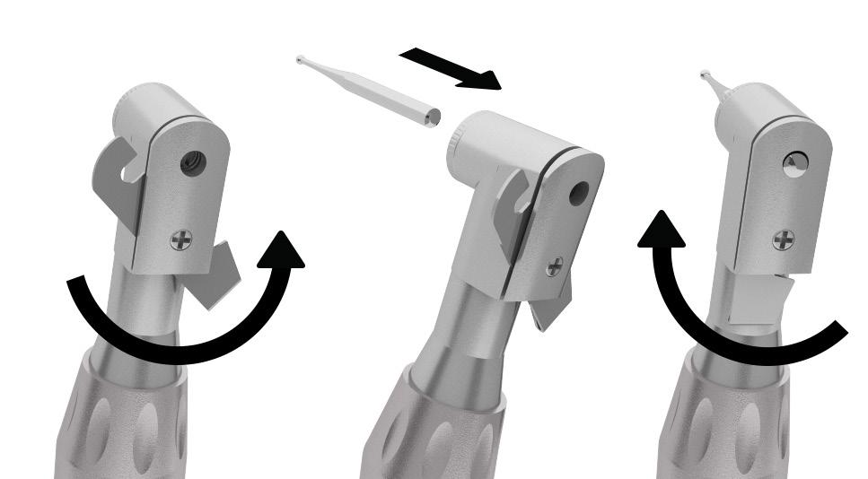 3 FIXAÇÃO DA BROCA - SISTEMA DE TRAVA, MODELO: T10 1. Girar a trava no sentido anti-horário (Fig. 06). 2.