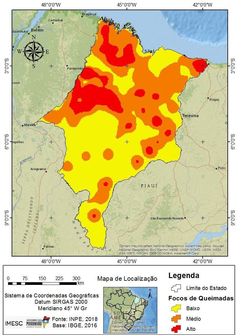 Figura 1 - Mapa de focos de queimadas no 1