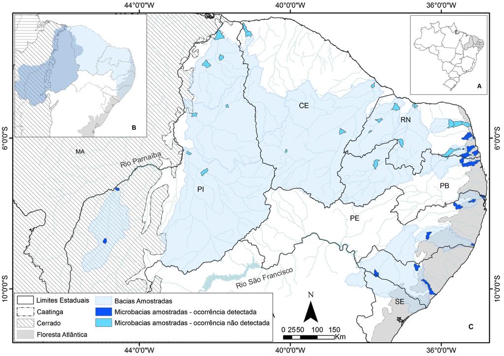 do mundo: a eco-região Parnaíba e a eco-região Bacias Costeiras e da Caatinga Nordestina (Abell, 2008).